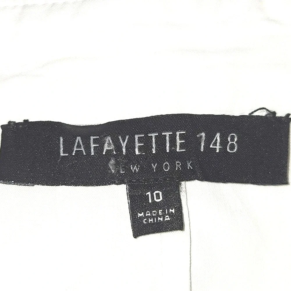 Lafayette 148 Shirt Womens Size 10 White Hidden Button Long Sleeve Cotton Blouse - Picture 6 of 7